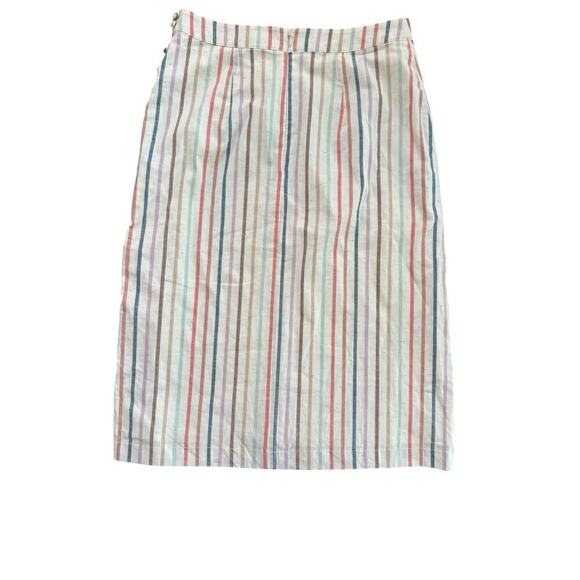 Madewell Women's Flecked Rainbow Stripe Print Button Slit Midi Skirt Size 6 - Picture 8 of 10